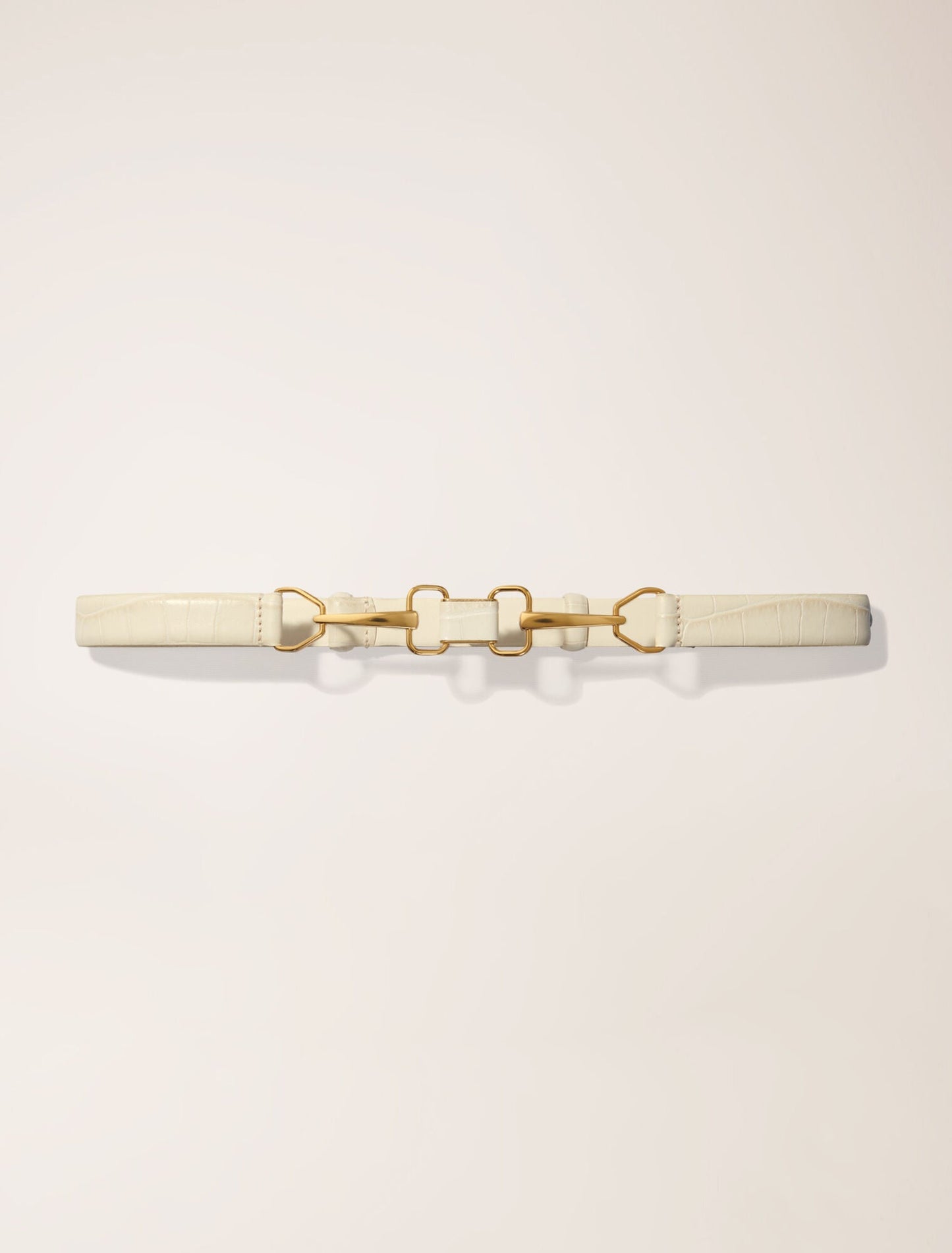 Ecru-featured-Leather belt with horse bit buckle