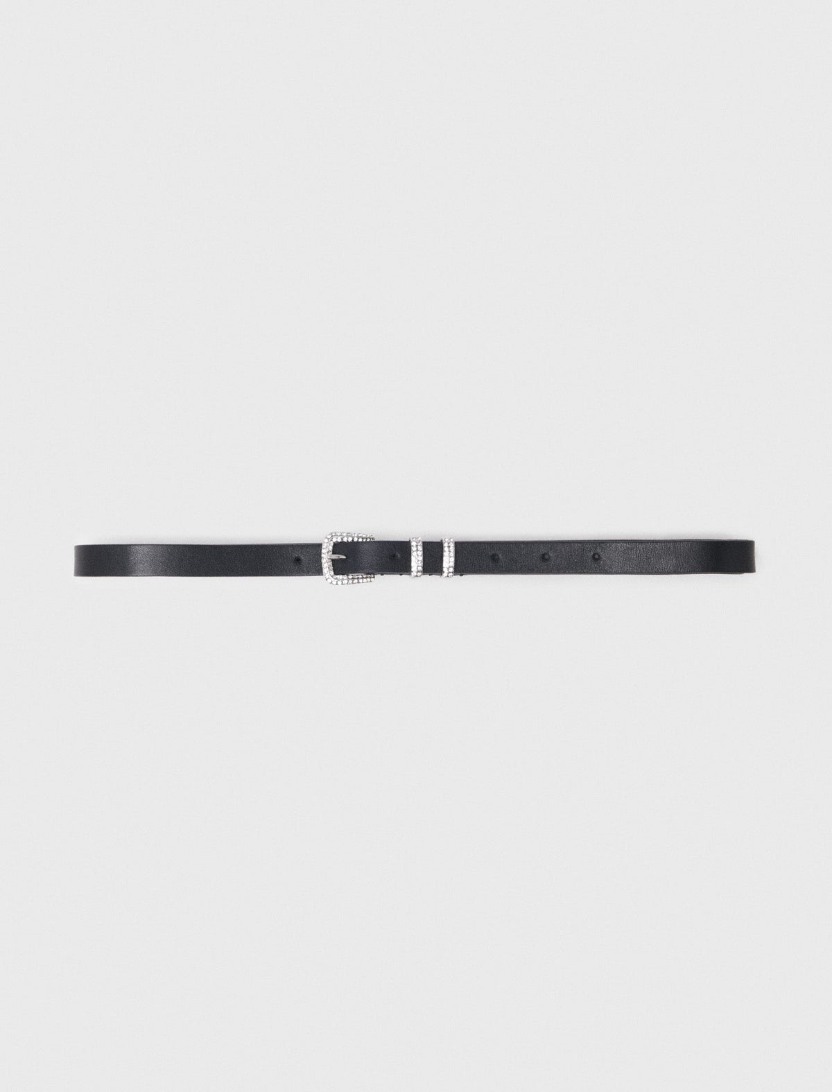 mface00455 slim belt with diamante buckle black