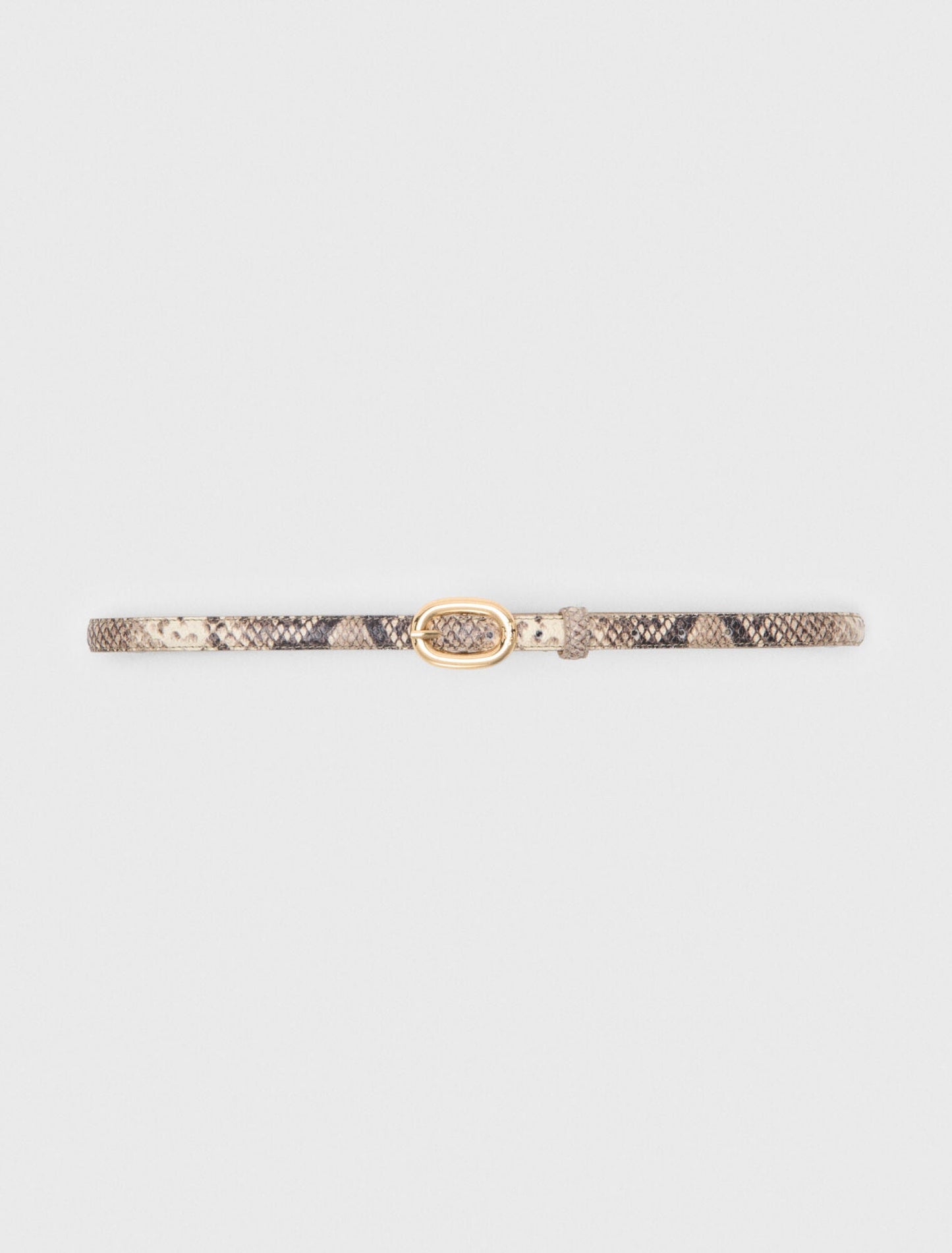 Slim Python-Effect Leather Belt Natural Snake Print