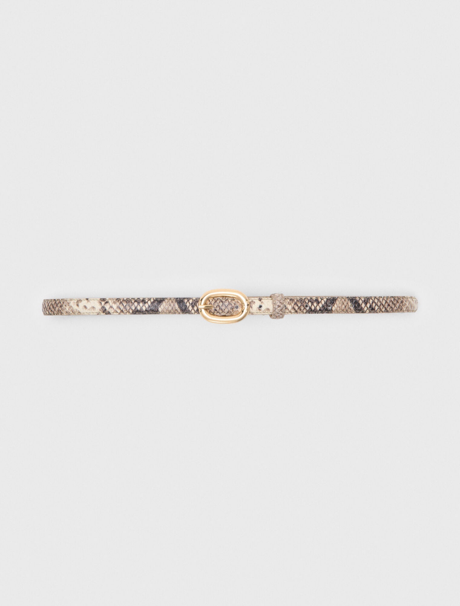Slim Python-Effect Leather Belt Natural Snake Print