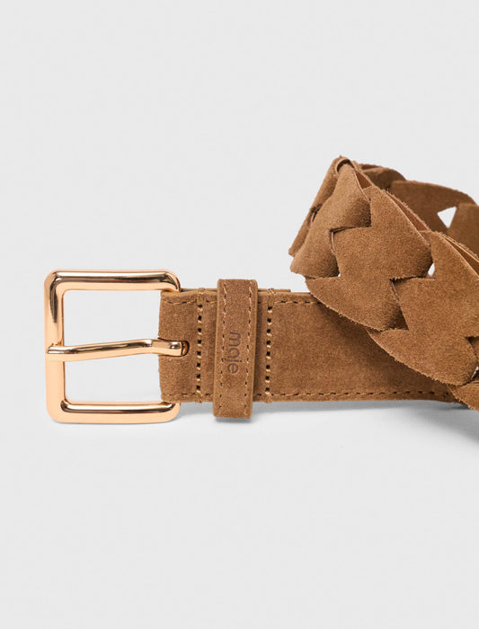 Braided suede belt Camel