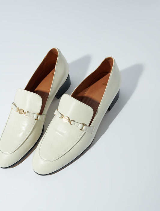 Ecru  -Leather loafers