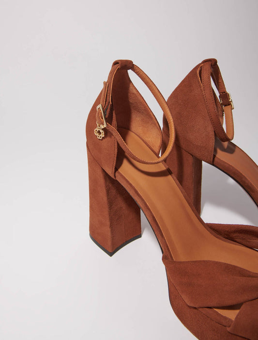 Brown  -Suede platform sandals
