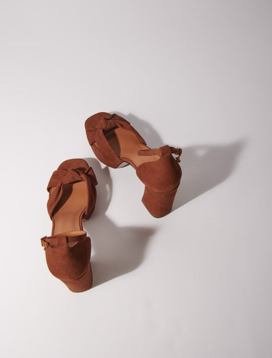 Brown  -Suede platform sandals