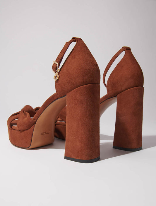 Brown  -Suede platform sandals