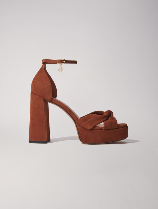 Brown featured-Suede platform sandals
