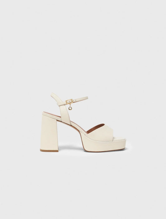 Leather Platform Sandals Ecru