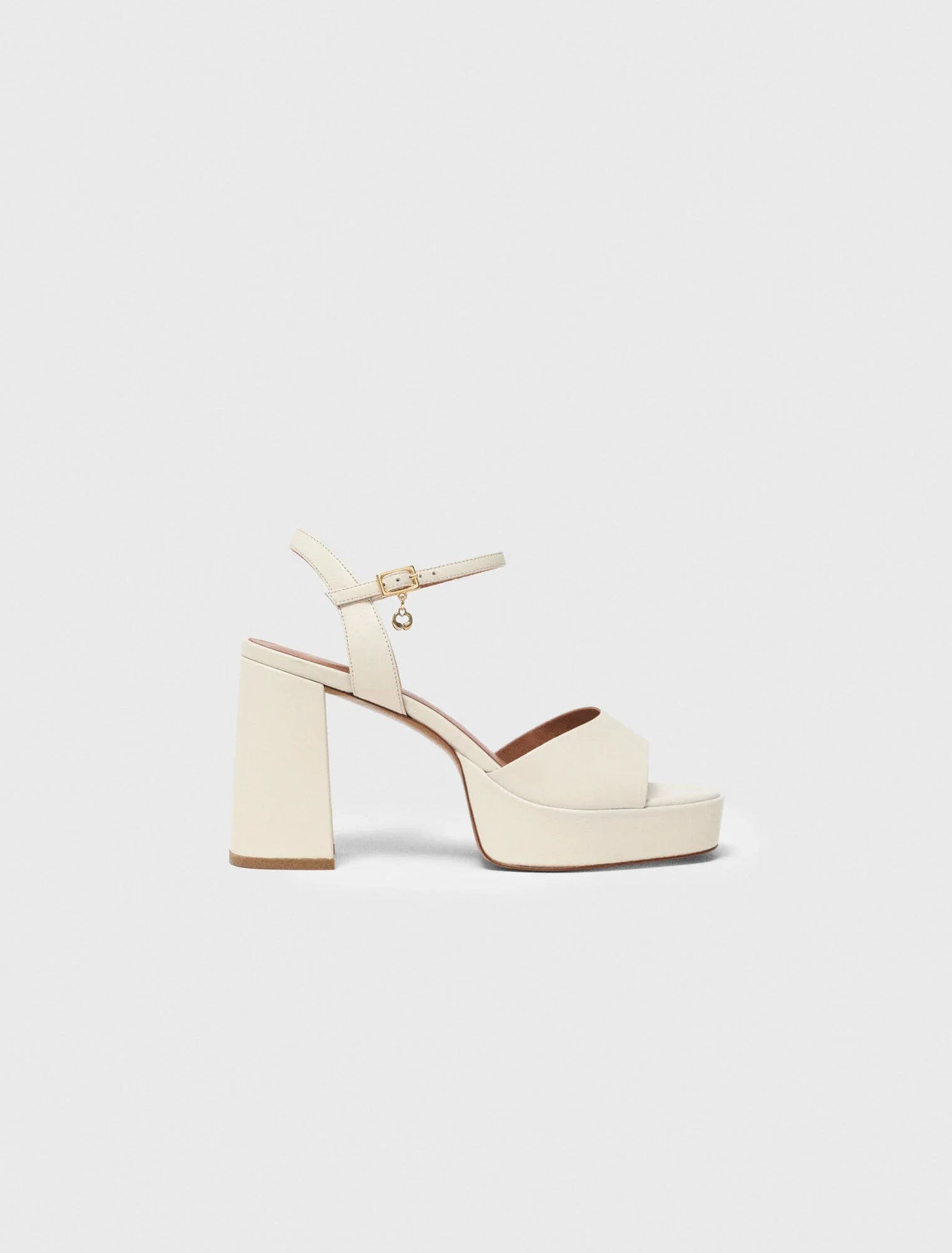 Leather Platform Sandals Ecru