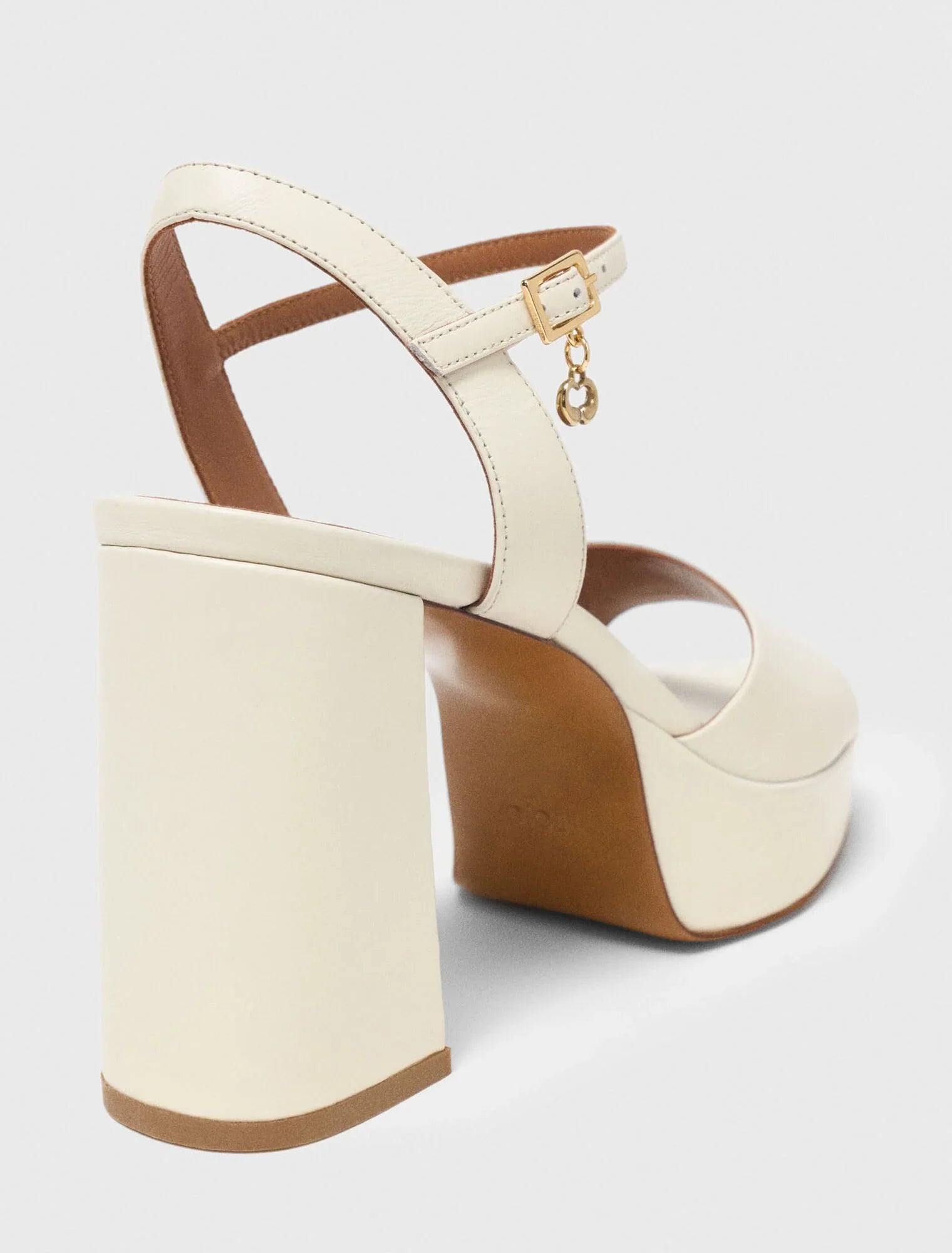 Leather Platform Sandals Ecru