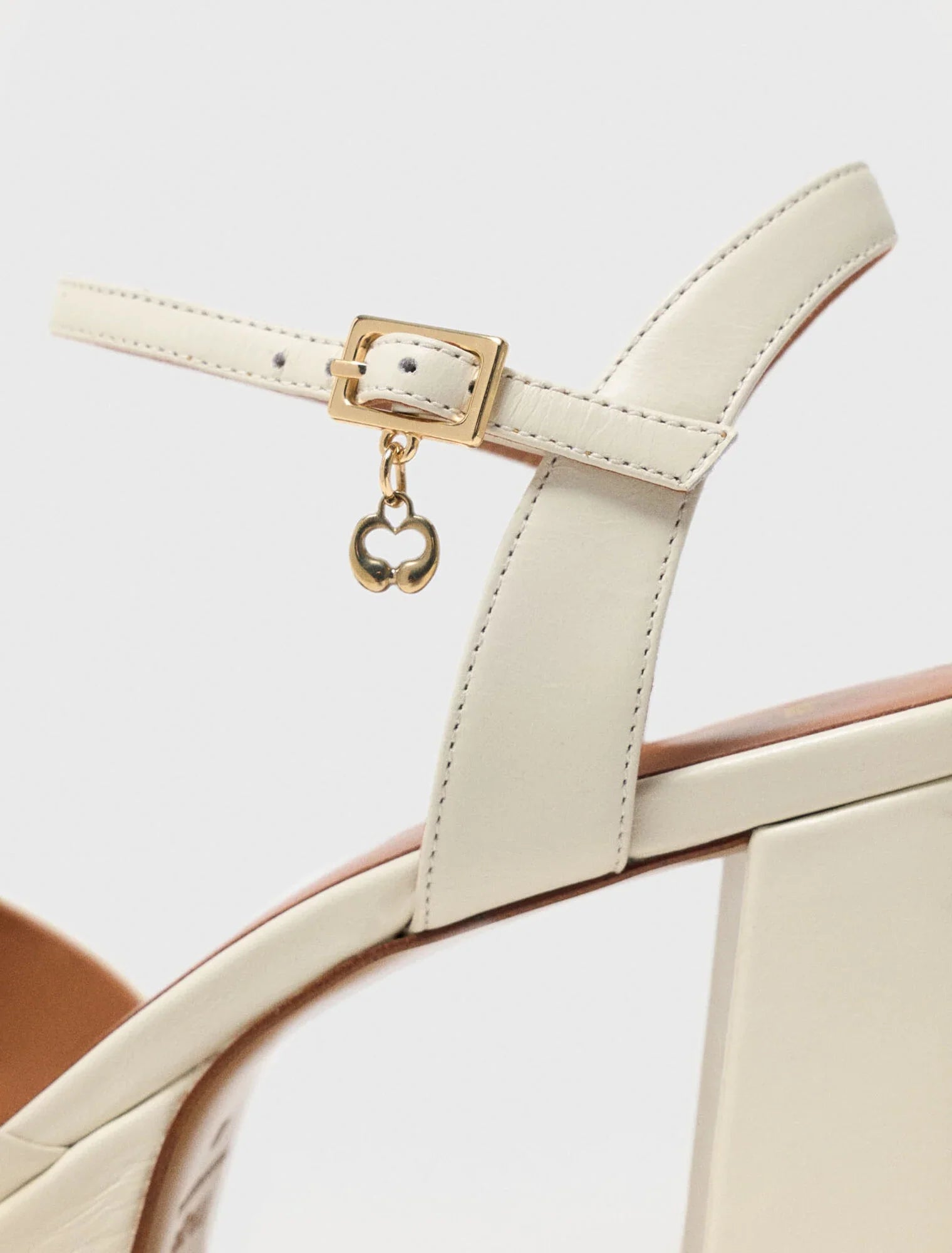 Leather Platform Sandals Ecru
