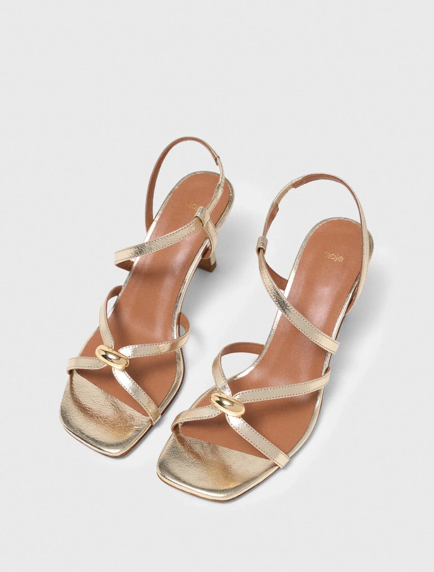 Metallic Multi-Strap Sandals Light Gold