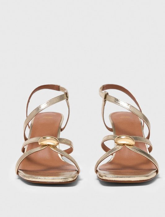 Metallic Multi-Strap Sandals Light Gold