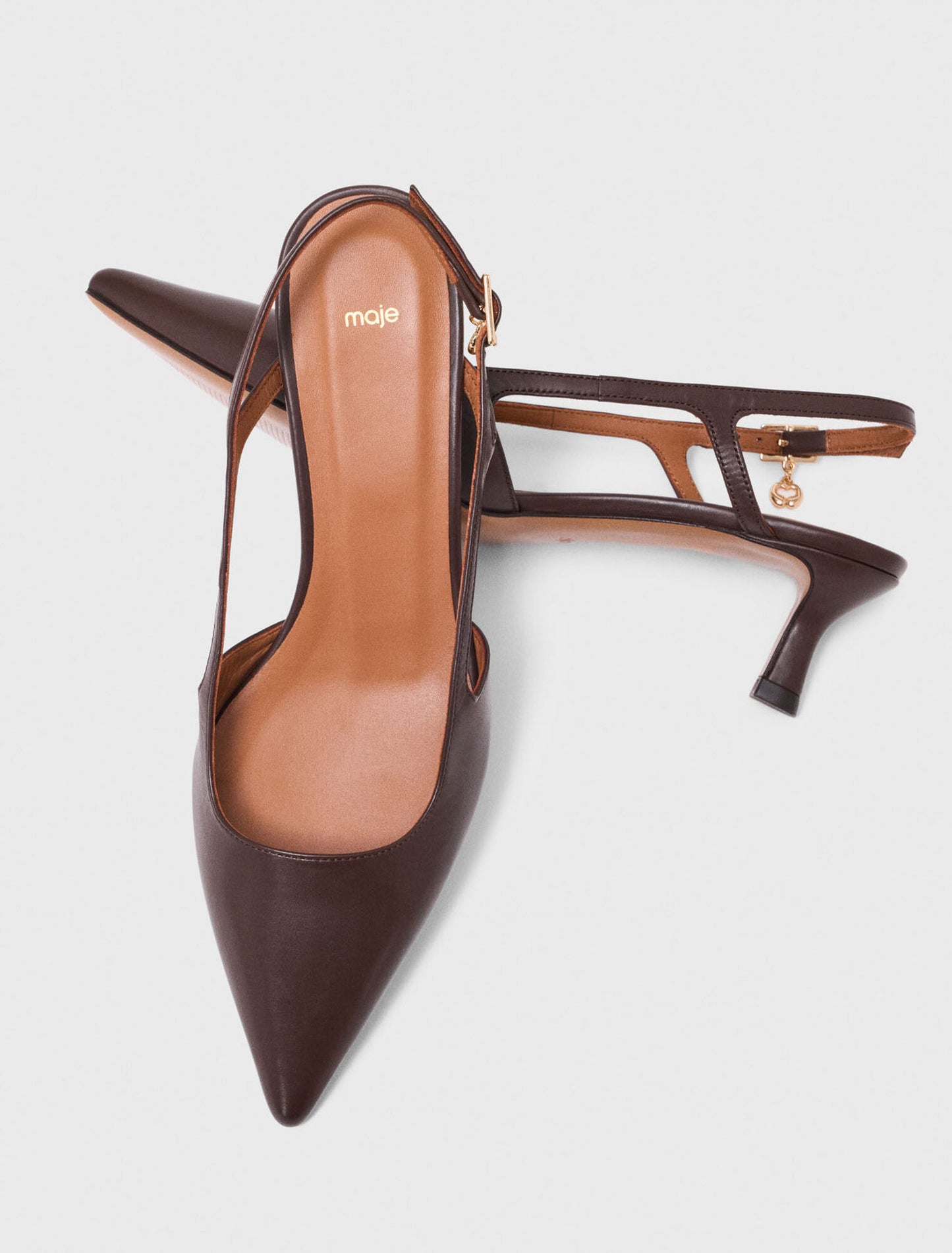 Leather slingbacks Brown