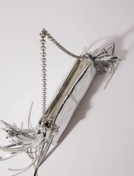 Silver  -Miss M leather clutch bag