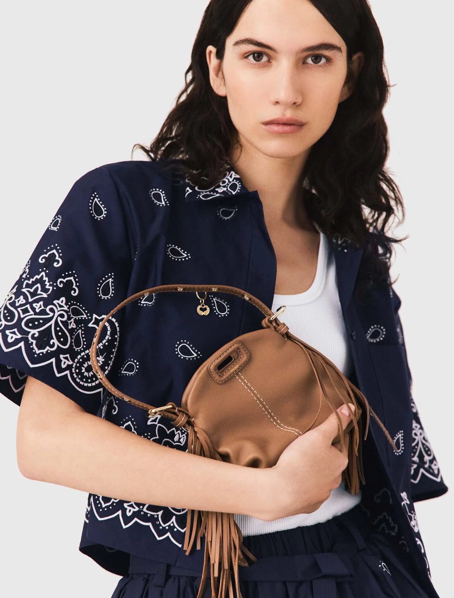 Miss M micro stitched leather bag Moka