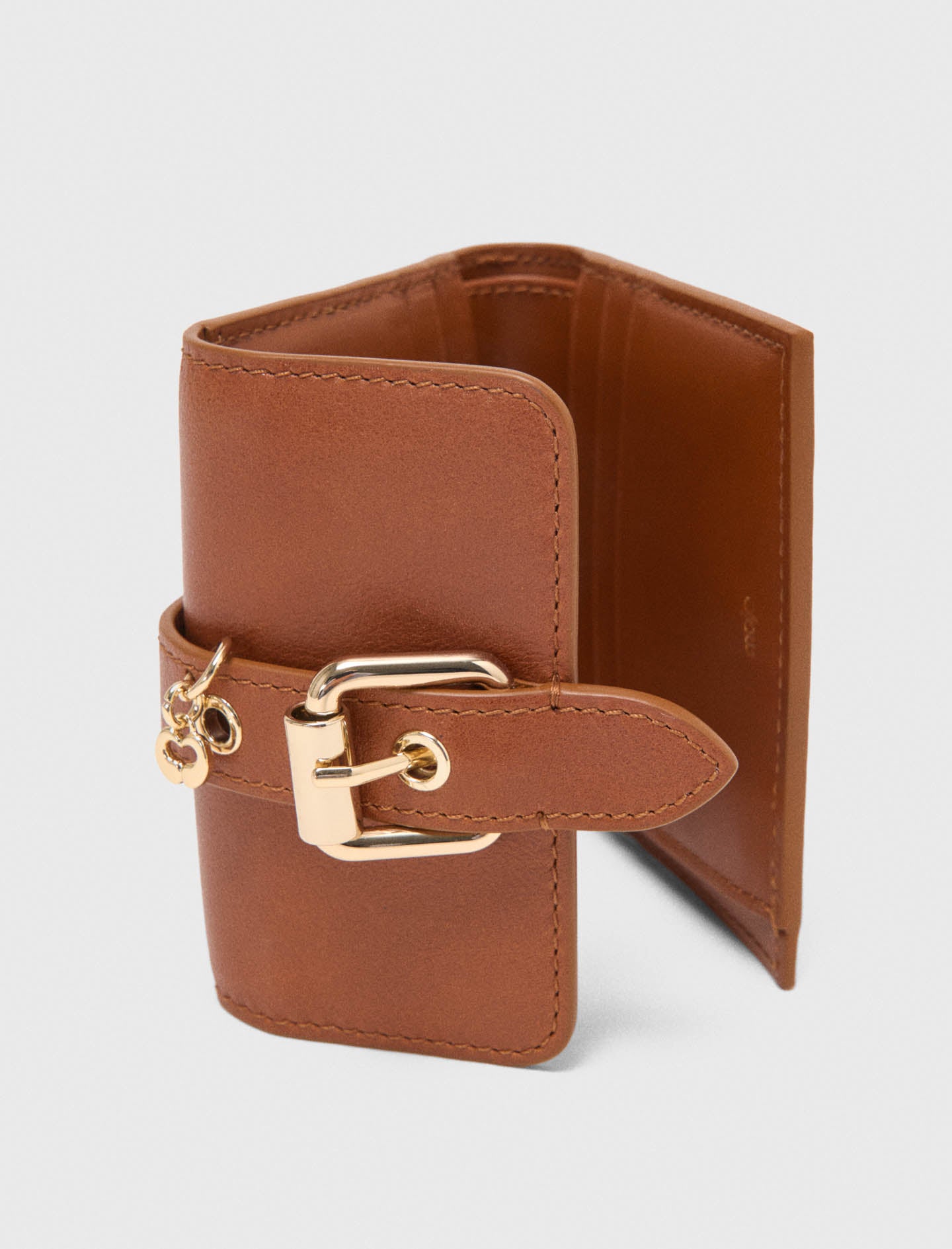 Miss M smooth leather wallet Tobacco
