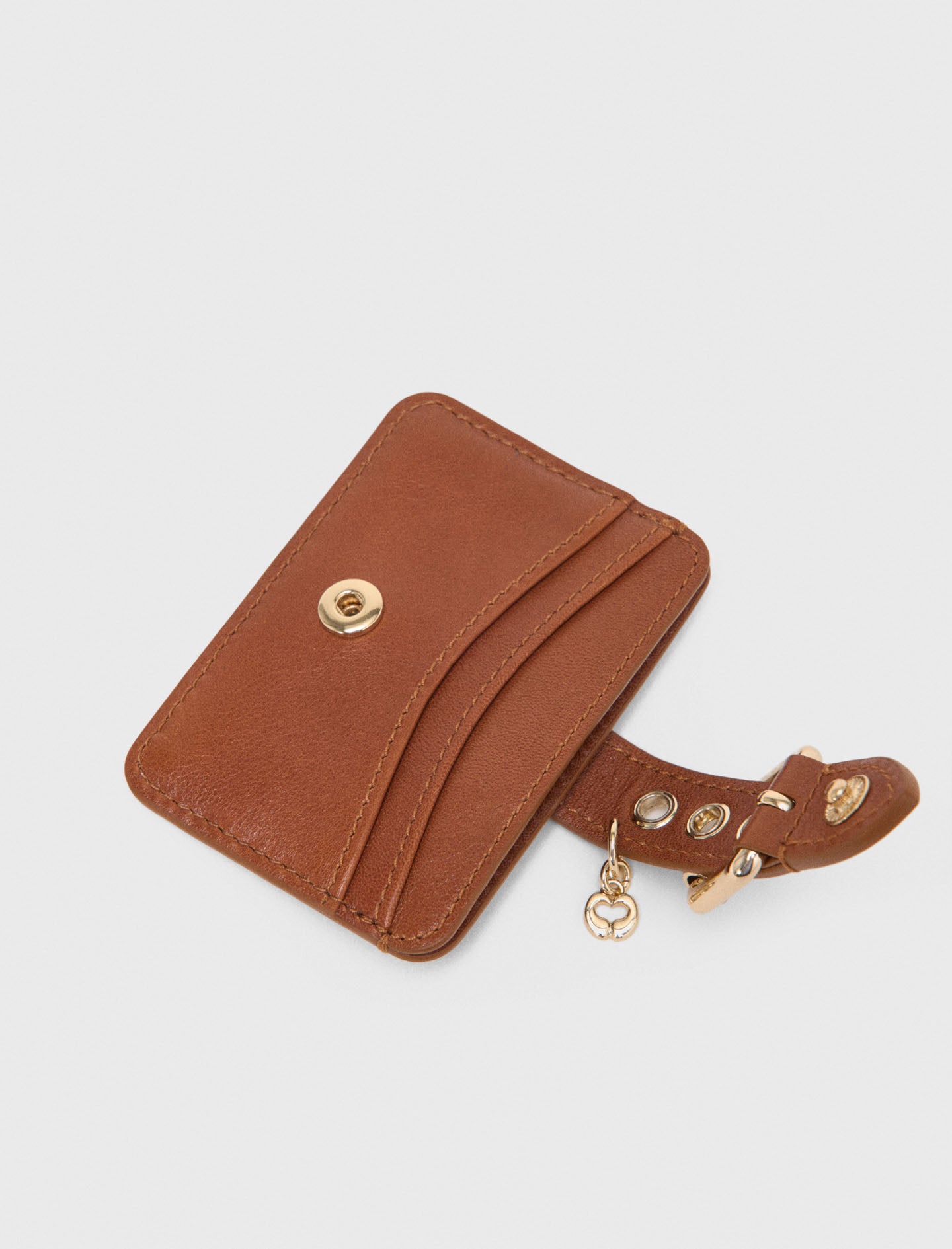Miss M plain leather cardholder Tobacco