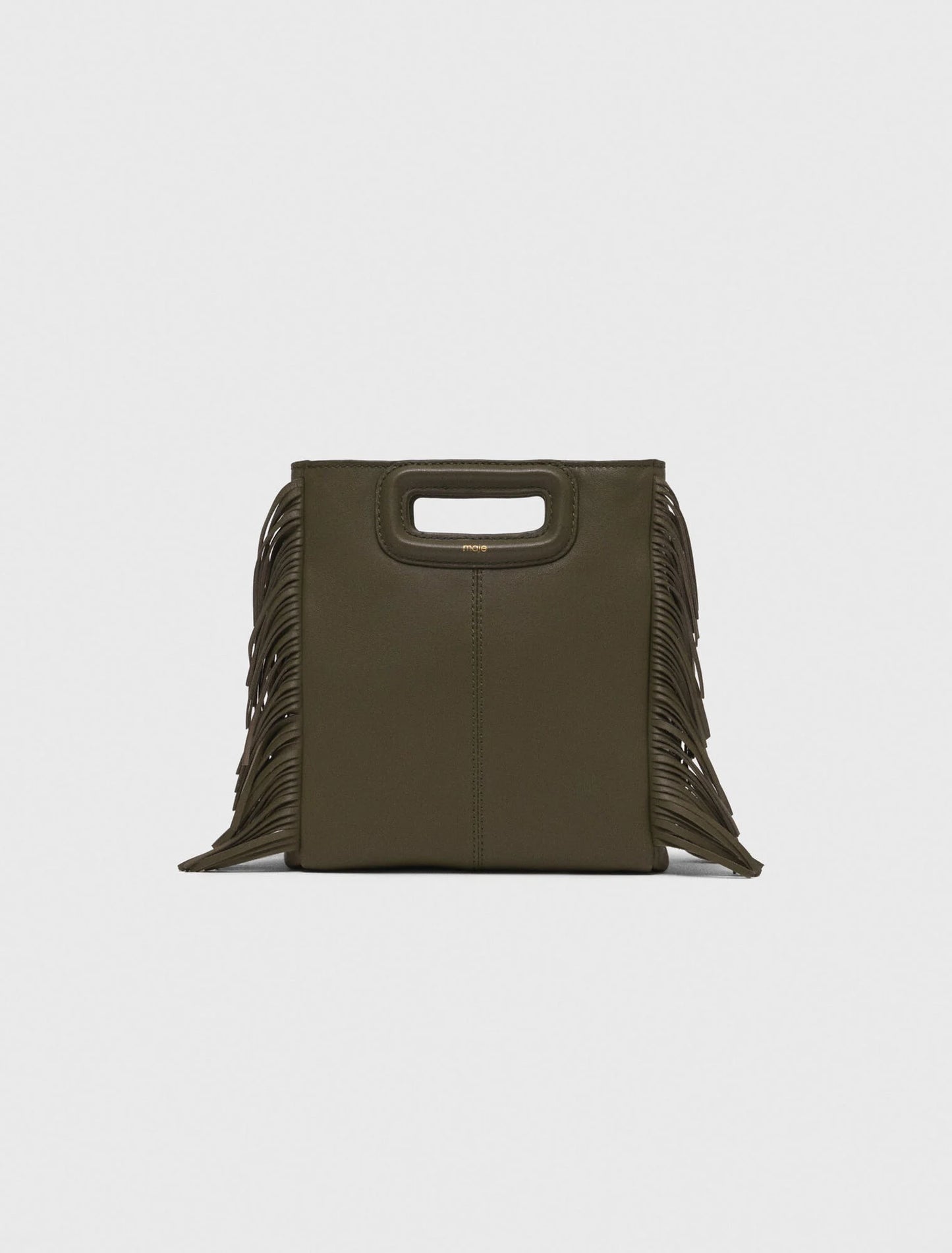 Smooth leather M bag with fringing Khaki
