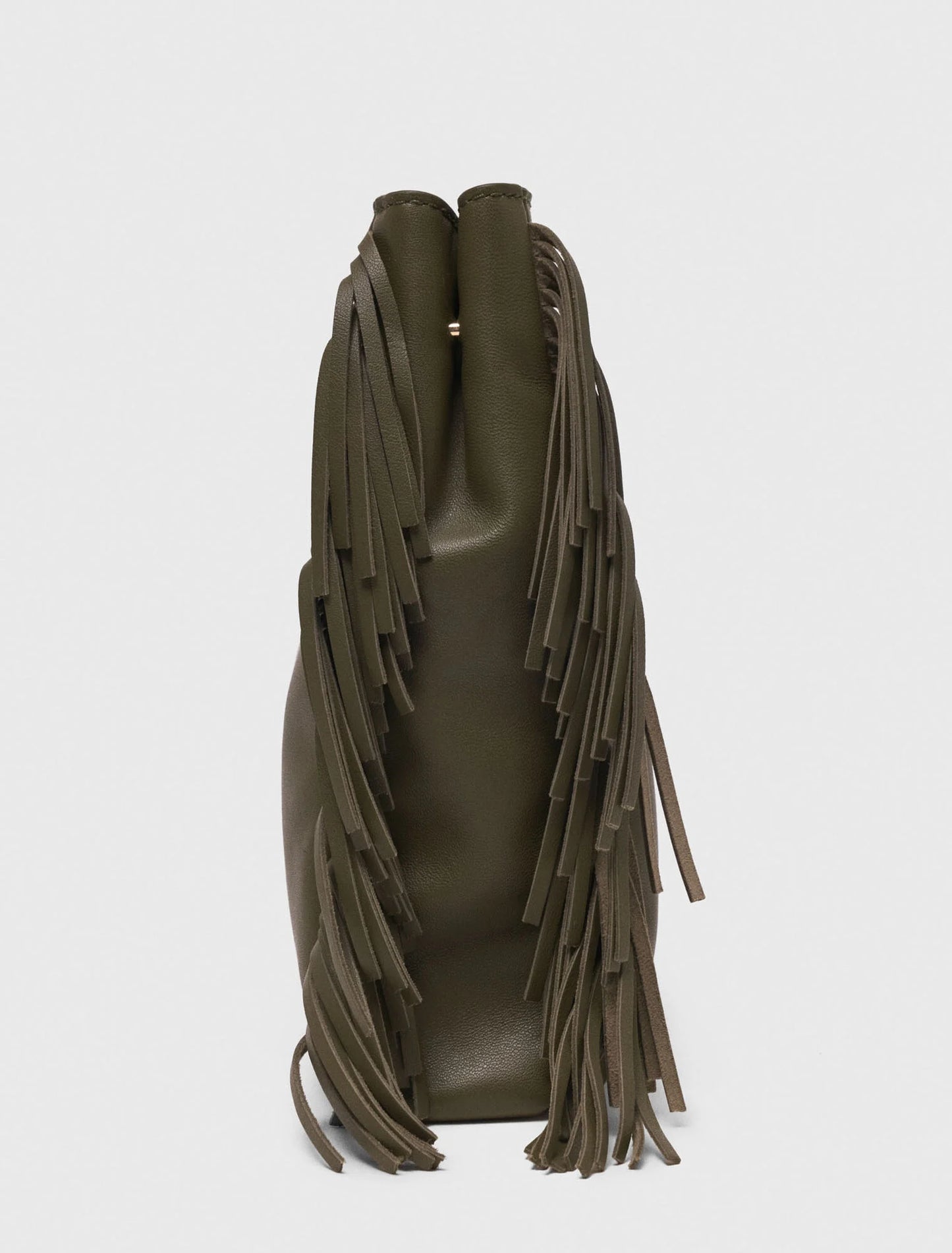 Smooth leather M bag with fringing Khaki