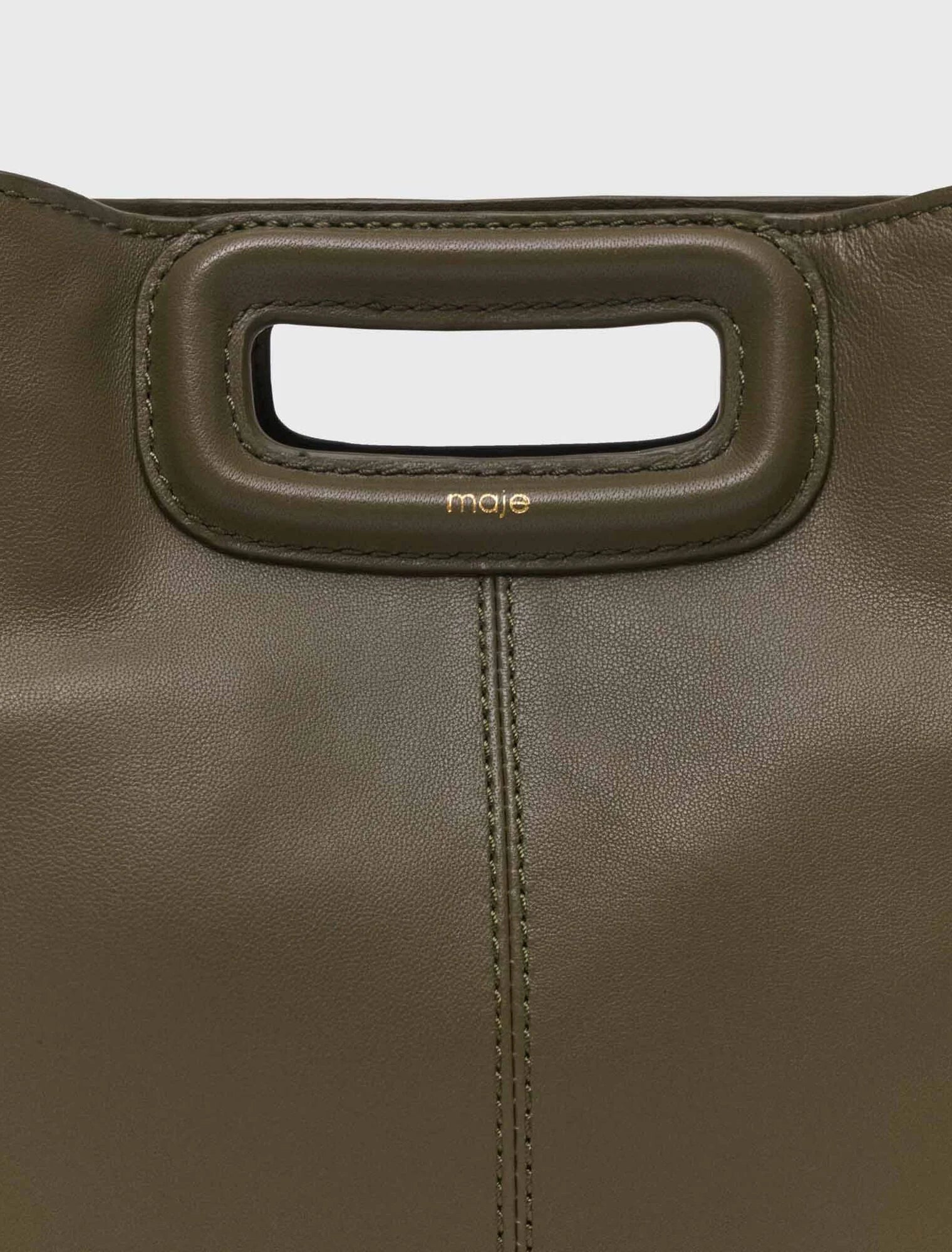 Smooth leather M bag with fringing Khaki