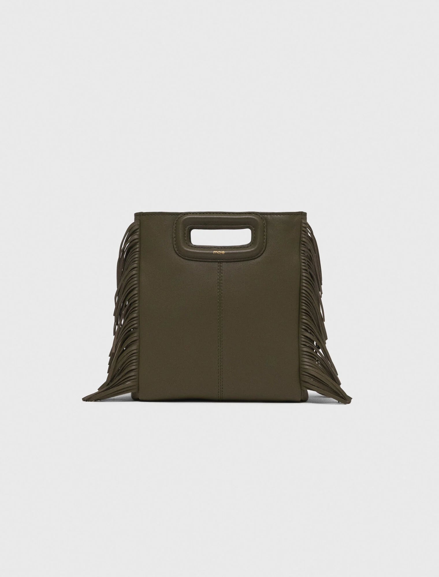 Smooth leather M bag with fringing Khaki
