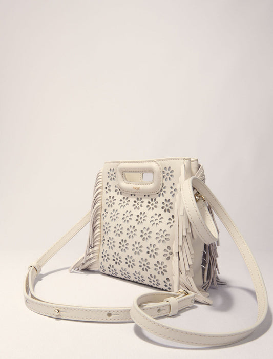 Ecru-Perforated leather mini m bag