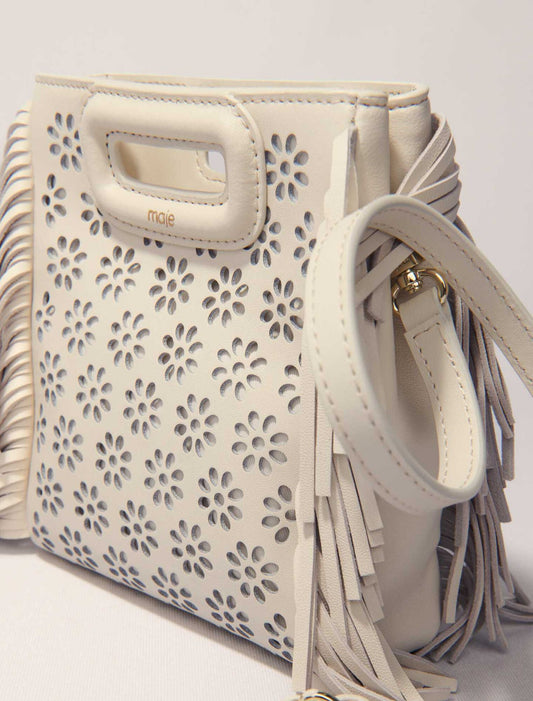 Ecru-Perforated leather mini m bag