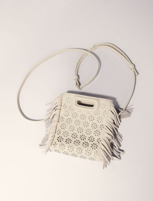 Ecru-Perforated leather mini m bag