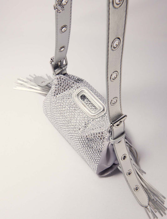Silver Miss M Mini rhinestone bag