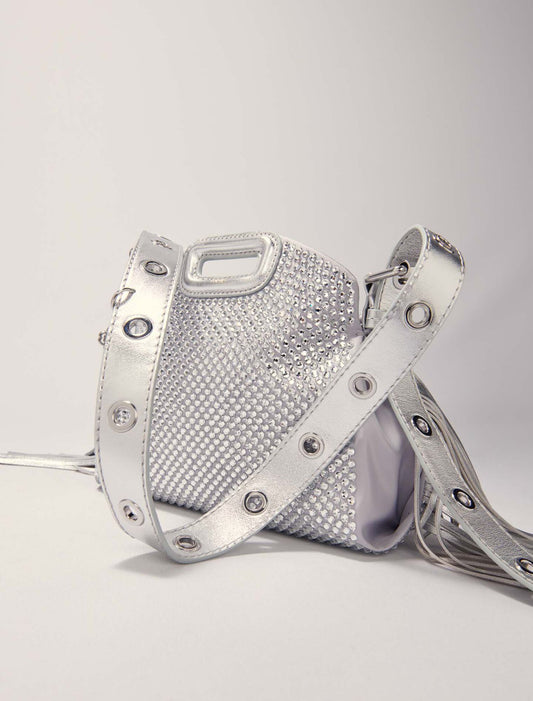Silver Miss M Mini rhinestone bag