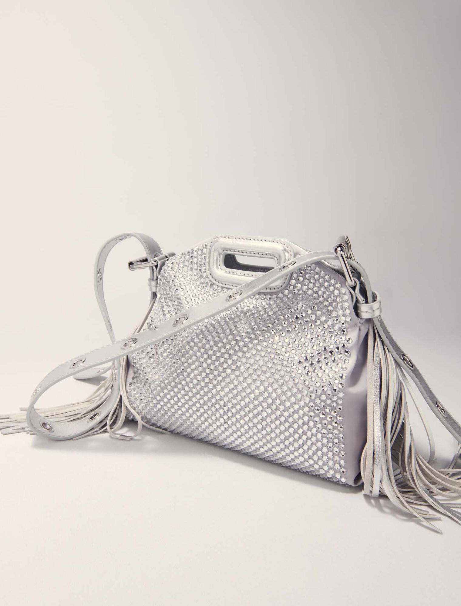 Silver Miss M Mini rhinestone bag