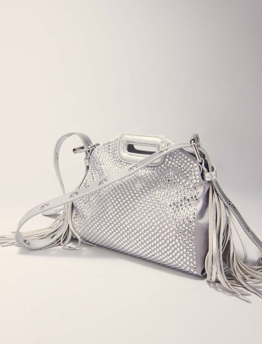 Silver Miss M Mini rhinestone bag