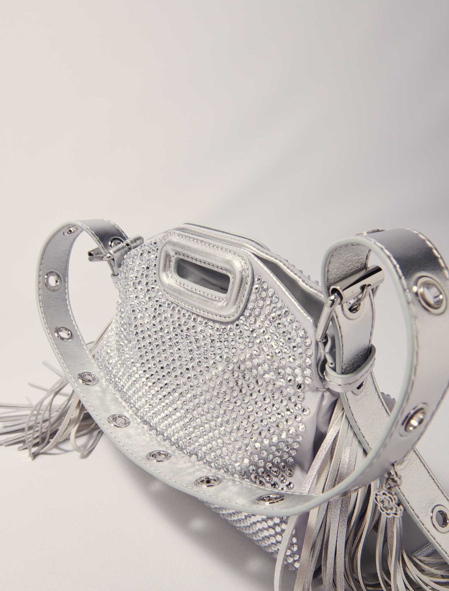 Silver Miss M Mini rhinestone bag