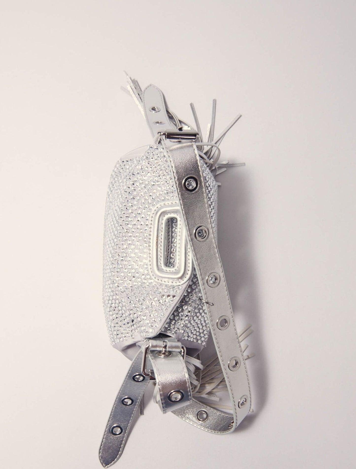 Silver Miss M Mini rhinestone bag