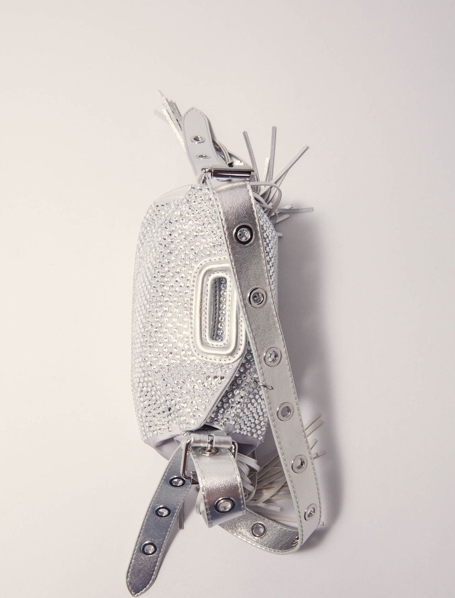 Silver Miss M Mini rhinestone bag