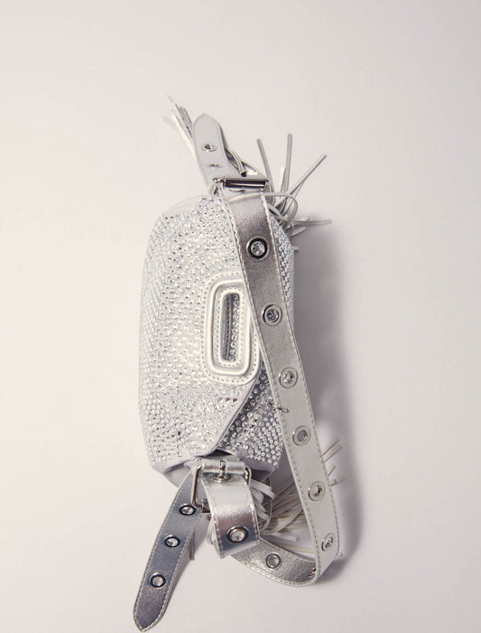 Silver Miss M Mini rhinestone bag