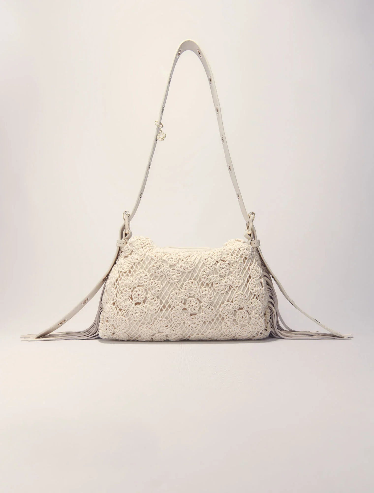 Ecru-Crochet-Knit Mini Miss M Bag
