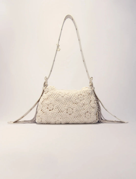 Ecru-Crochet-Knit Mini Miss M Bag