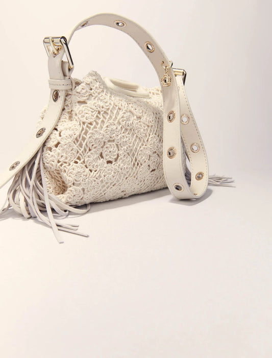 Ecru-Crochet-Knit Mini Miss M Bag
