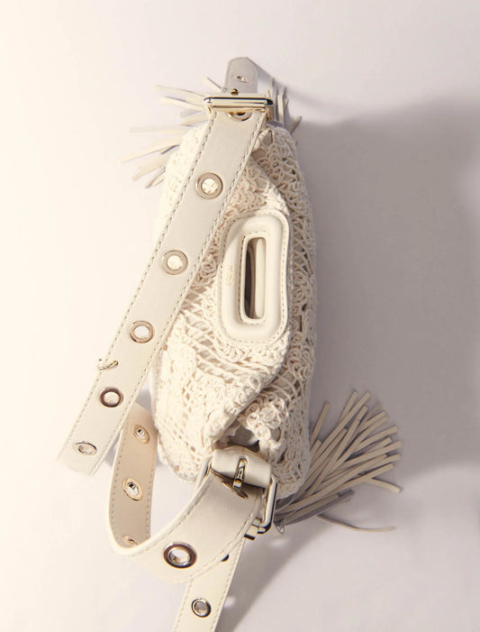 Ecru-Crochet-Knit Mini Miss M Bag