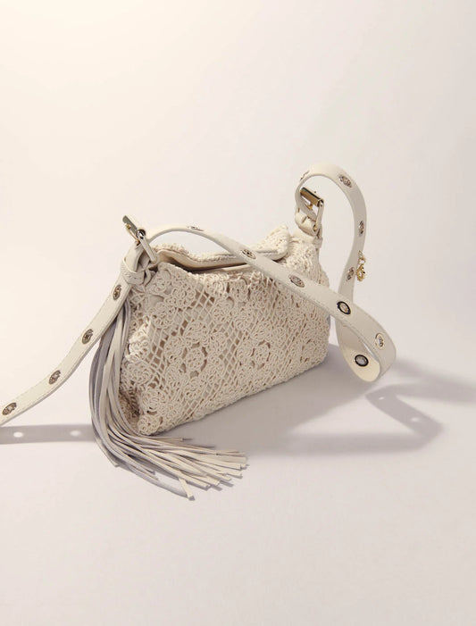 Ecru-Crochet-Knit Mini Miss M Bag