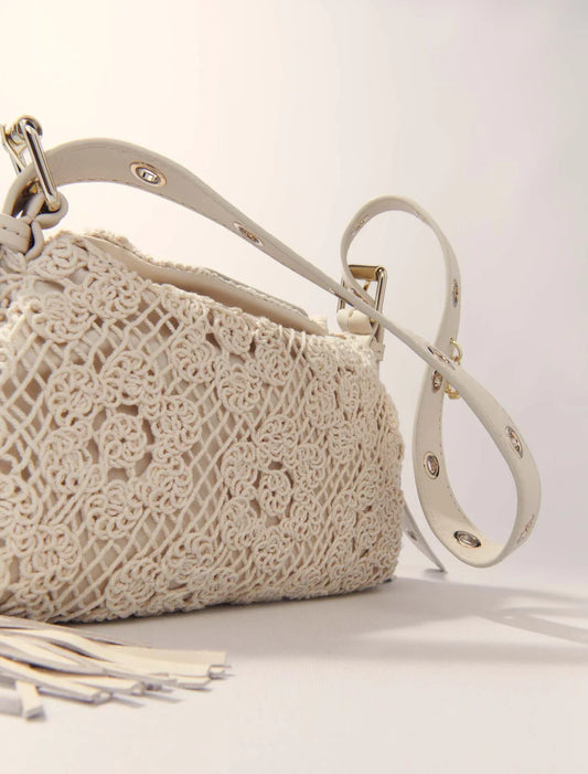 Ecru-Crochet-Knit Mini Miss M Bag