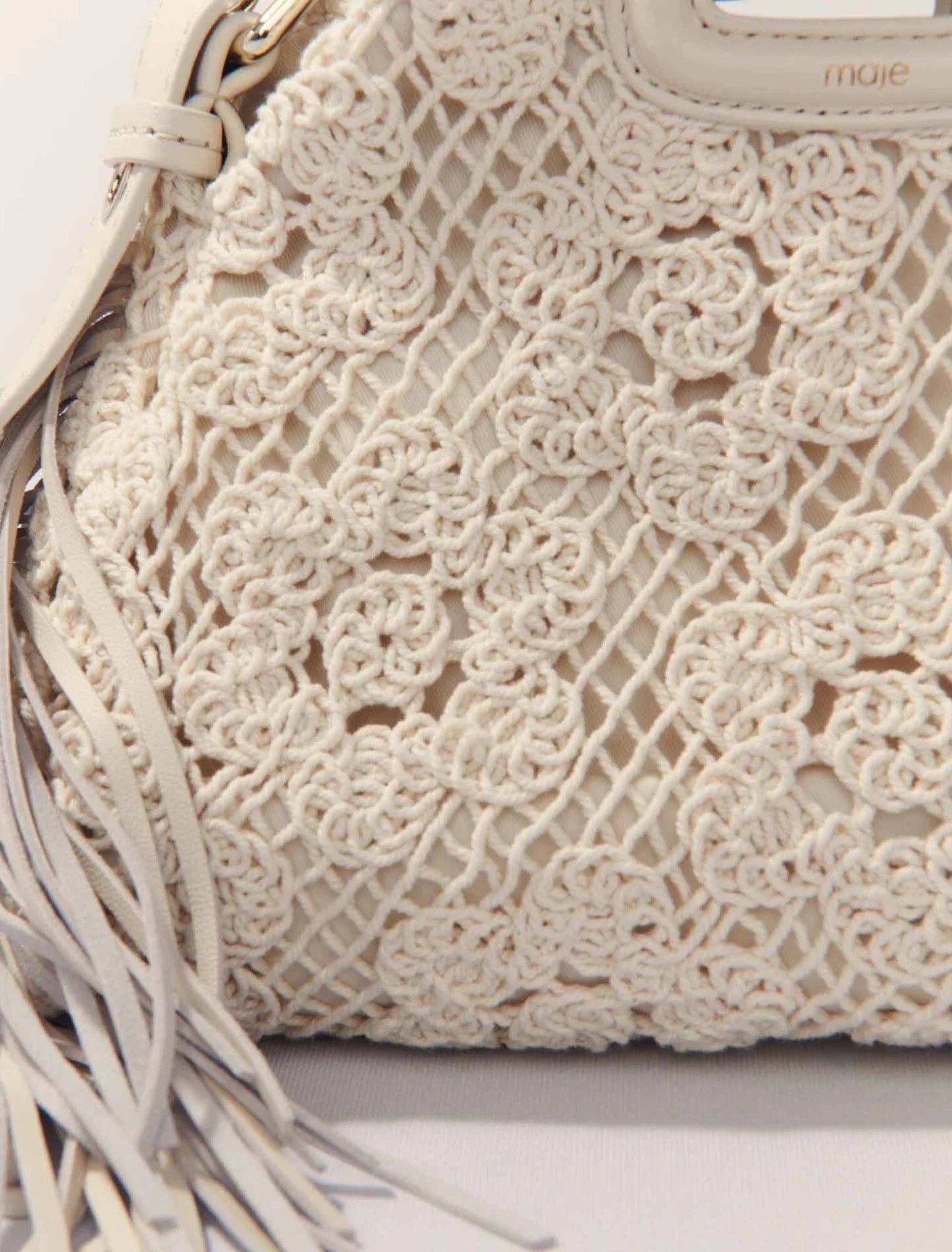 Ecru-Crochet-Knit Mini Miss M Bag