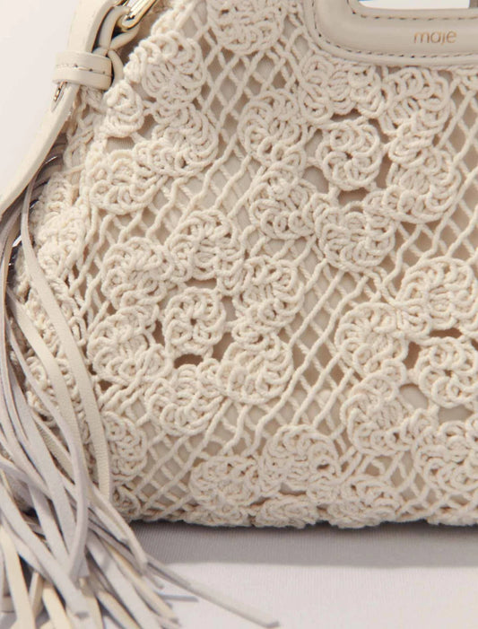 Ecru-Crochet-Knit Mini Miss M Bag