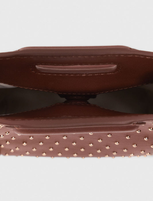 Brown  M mini leather and studs bag