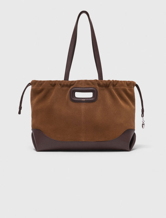 Leather And Suede M Tote Bag Camel/Brown