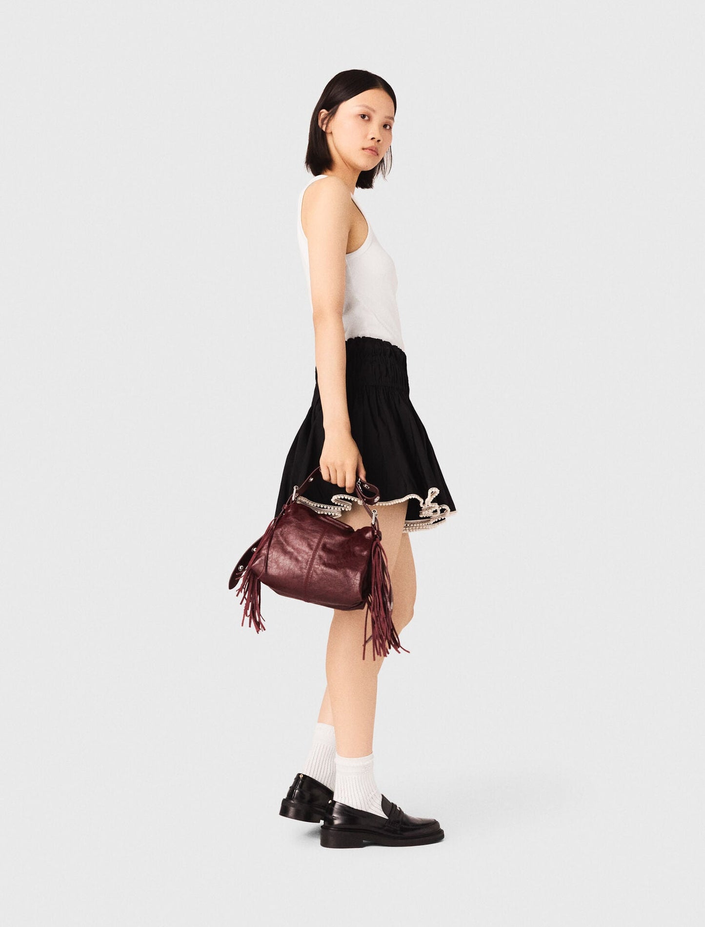 Miss M mini cracked leather bag Burgundy