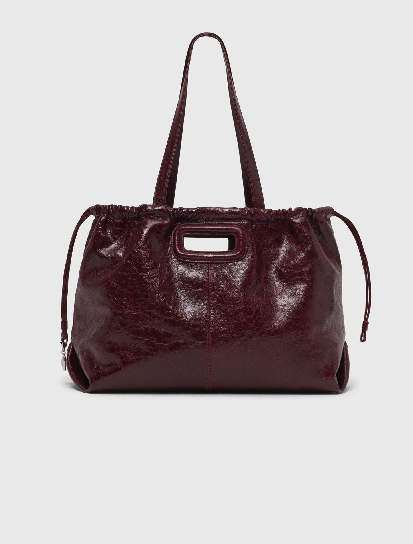 Crackled leather M Tote bag Burgundy