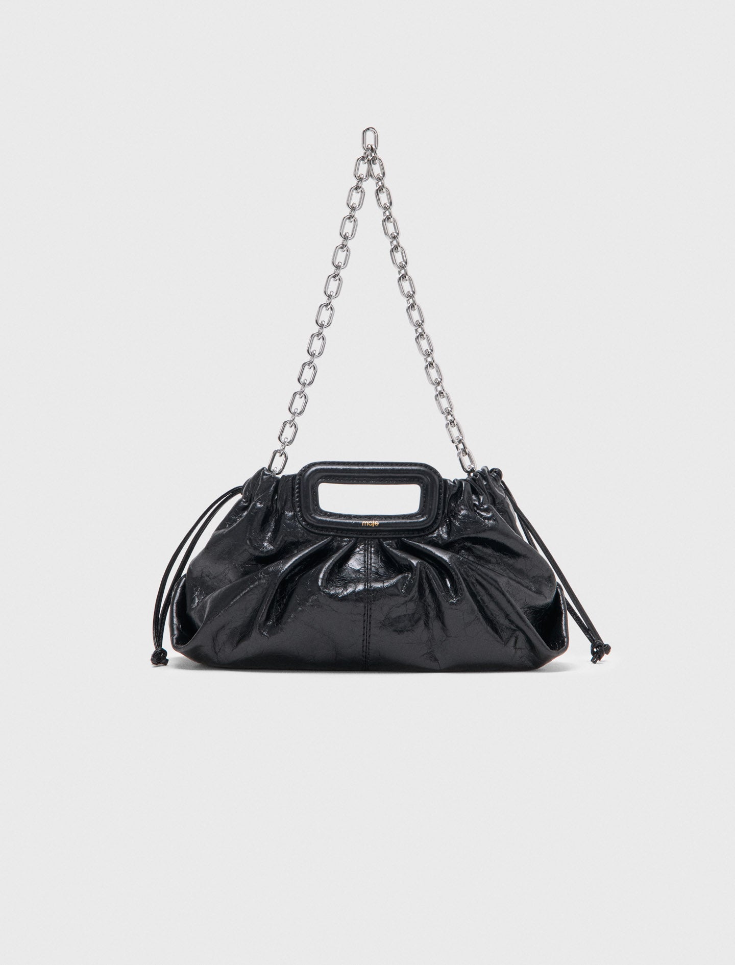 Crackled leather Milpli pouch Black