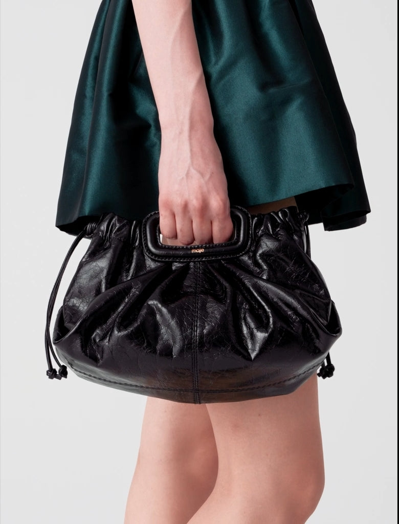Crackled leather Milpli pouch Black